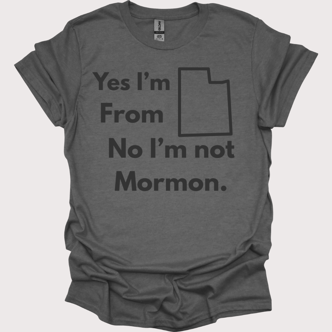 “Yes, Utah. No, Not Mormon” Unisex Tee