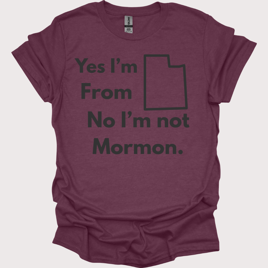 “Yes, Utah. No, Not Mormon” Unisex Tee