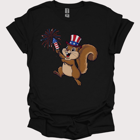 “Red, White & Squirrel” Unisex Tee