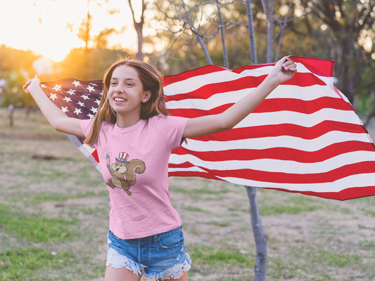 “Red, White & Squirrel” Unisex Tee